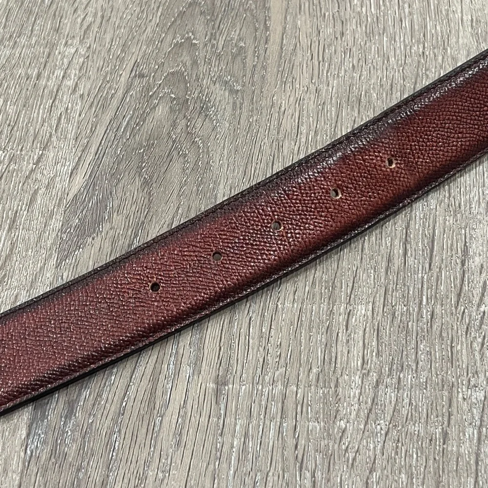 Sutor Mantellassi Size 46 Antique Pebble Brown Made in Italy Solid Brass Belt